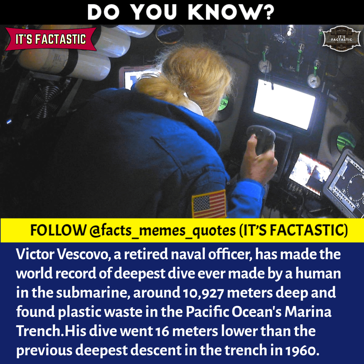 A retired Naval Officer in the submarine with deepest dive ever.